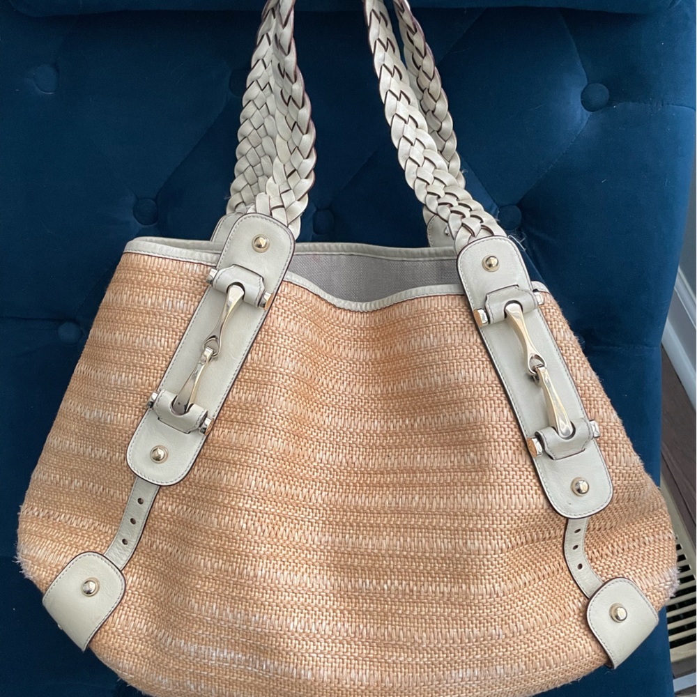 Gucci Horsebit Straw Tote Bag